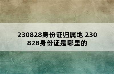 230828身份证归属地 230828身份证是哪里的